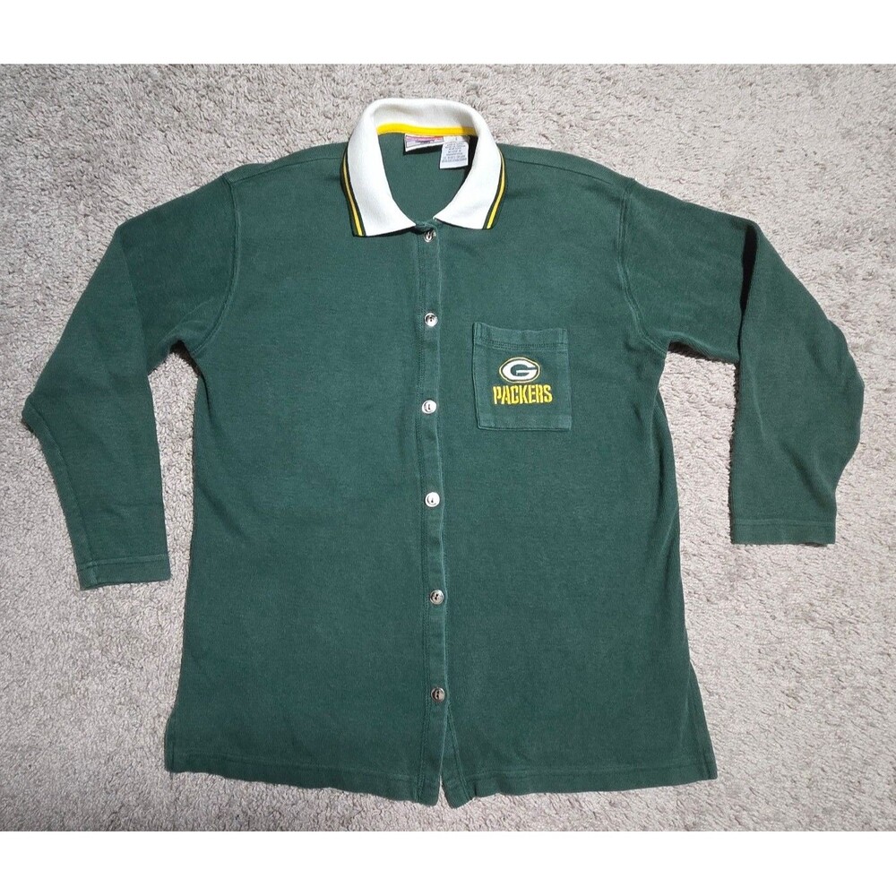 NFL GameDay Clothing Vintage Green Bay Packers Corduroy Button Shirt Green Small
